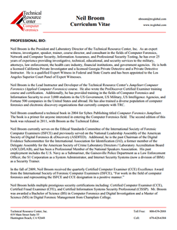 CV for Neil Broom Expert Witness in Computer Forensics Investigations in Dallas Texas
